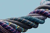 Colorful twisted ropes, paracords