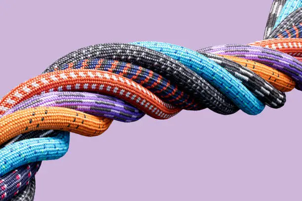 Photo of Colorful twisted ropes, paracords