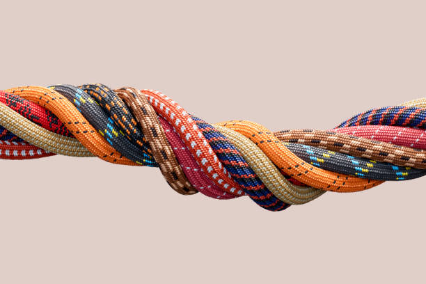 istock Colorful twisted ropes, paracords 1845564831