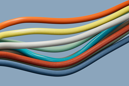 Colorful wires, cables. 3d render.