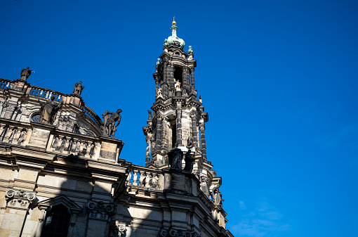 Views of historic Dresden, Germany.Dresden is the capital city of the German state of Saxony.  Dresden is the 12th most populous city of Germany and the fourth largest by area.  Dresden is the second largest city on the River Elbe just after Hamburg.Dresden has a history as the capital and royal residence for the Kings of Saxony.  The city was known as the Jewel Box due to its' Baroque and Rococo city centre.  During WWII the British and Americans bombed the city killing approximately 25,000 people and destroying the city.  The ruins of the city remained for 50 years until being rebuilt between 1994 and 2005.  Dresen is one of the most popular cities visited in Germany.