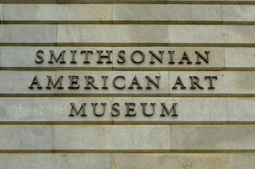 Smithsonian American Art Museum sign outside the building in Washington DC