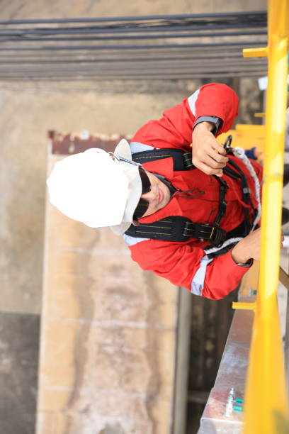 istock Engineer or Technician climbing on the staircase to working 1845612908