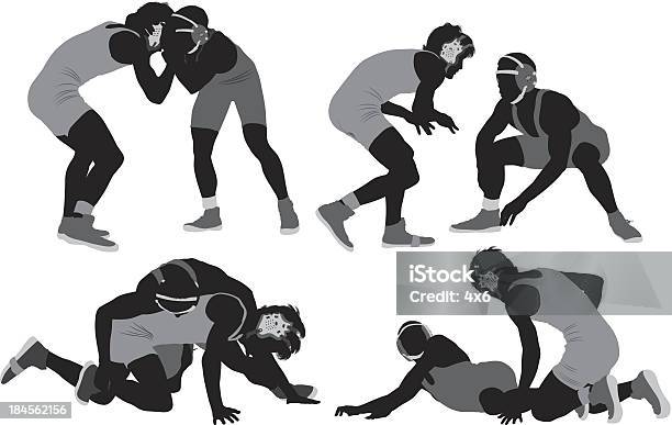 Silhouette Of Wrestlers In Action Stock Illustration - Download Image Now - Wrestling, Vector, In Silhouette