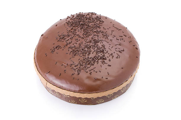 istock Chocolate fudge cake isolated on white 184564827