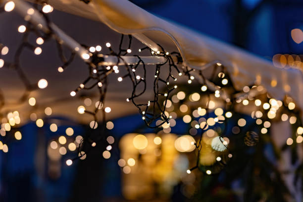 istock brightly illuminated fairy lights at night 1845673809