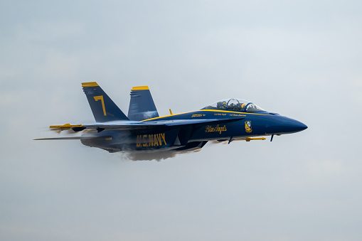 Aircraft performing flying tricks. Photo taken on 9/21/23 at the Miramar Airshow in San Diego California.