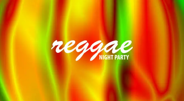 Vector illustration of Flashy wavy background for reggae night party design. Iridescent vector graphics
