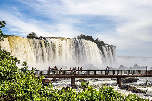 Iguazu , Brazil - Dec 08, 2023: Devil's Throat at Iguazu Falls, one of the world's great natural wonders, on the border of Argentina and Brazil, Latin America