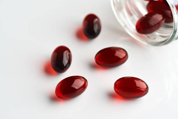 istock Krill oil pills on white background 1845724201