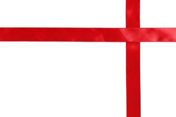 istock Red Festive Ribbon isolated on a white background 1845727914