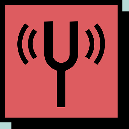 Tuning fork vector isolated neo-brutalism icon. Music sign. Graph symbol for music and sound web site and apps design, logo, app, UI