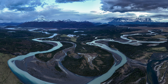 Serrano River with view to Cerro Torre, Torres del Paine, Chile