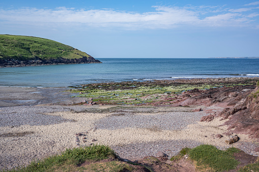 Sand and rocky beach at Manorbier Pembrokeshire in South Wales
