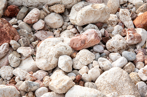 Background from large and small stones, close-up. Stone beach for publication, poster, calendar, post, screensaver, wallpaper, postcard, banner, cover, website. High quality photography
