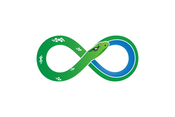 Infinity Snake Logo Icon symbol Design Symbol Template Flat Style Vector Green Snake making an infinity sign Logo Icon symbol Design Symbol Template Flat Style Vector brain eater stock illustrations