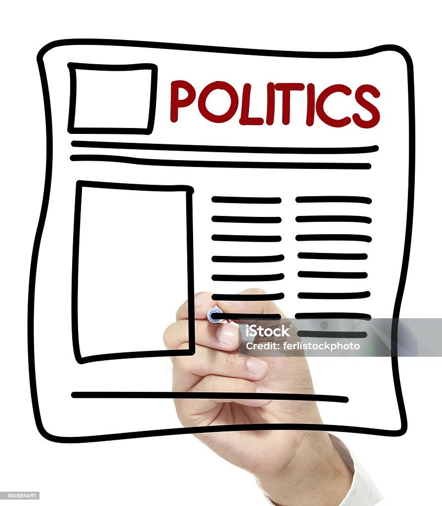 Политика новости рисованные на Белая доска - Стоковые фото Бизнес роялти-фри