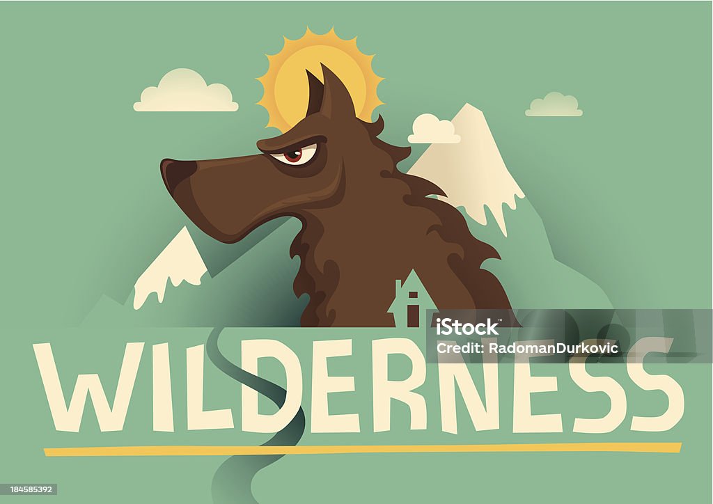 Cartel con lobo. - arte vectorial de Acantilado libre de derechos