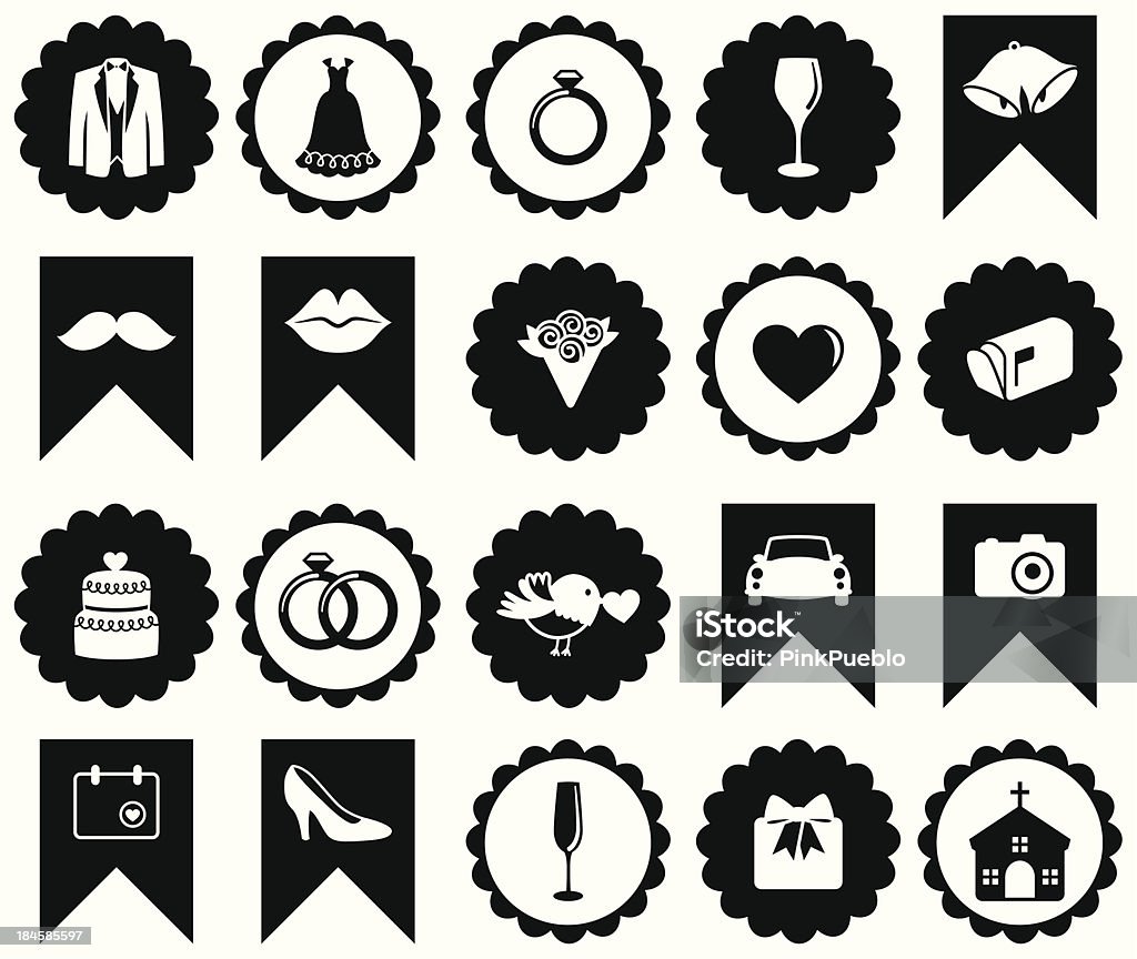 Vector conjunto de casamento e Dia dos Namorados ícones e Emblemas - Vetor de Adulto royalty-free