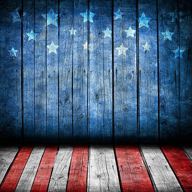 USA background USA style background - empty wooden table for display montages patriotic quilt stock pictures, royalty-free photos & images