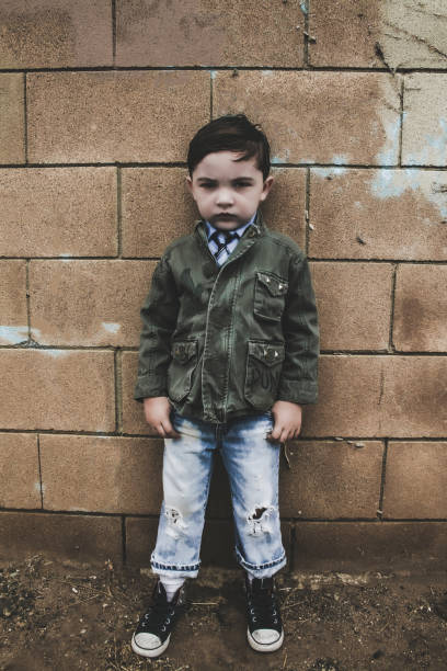 istock Punk Boy in a Green Jacket Full Body 1845906808