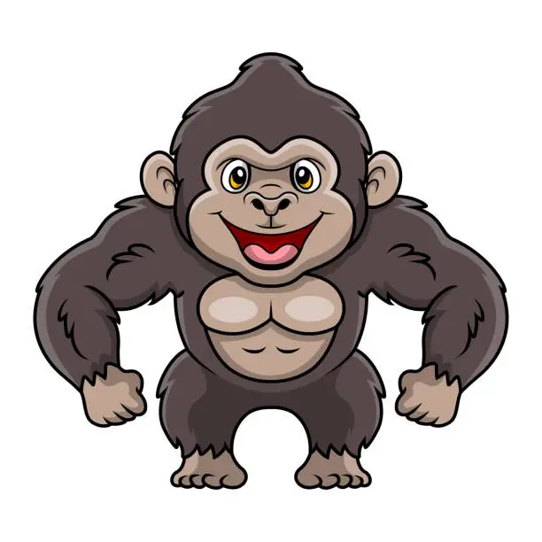 Vector illustration of Cute gorilla cartoon on white background