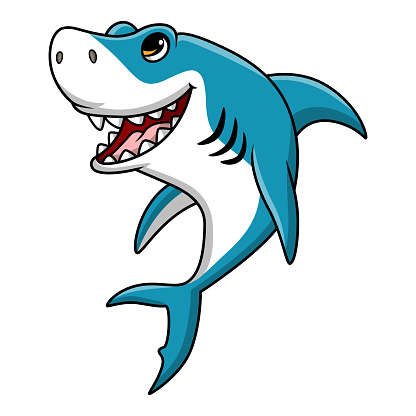 Vector illustration of Cute shark cartoon on white background