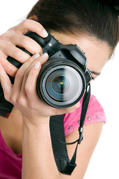 istock Woman photographer with camera 184592006