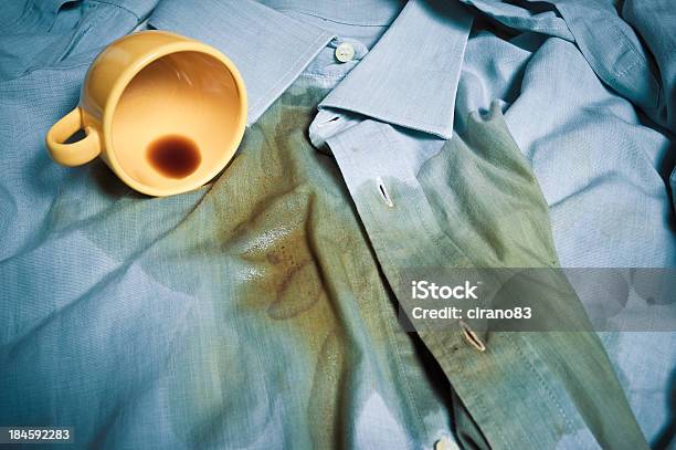 Spilled Coffee On A Shirt Stock Photo - Download Image Now - Coffee - Drink, Spilling, Textile