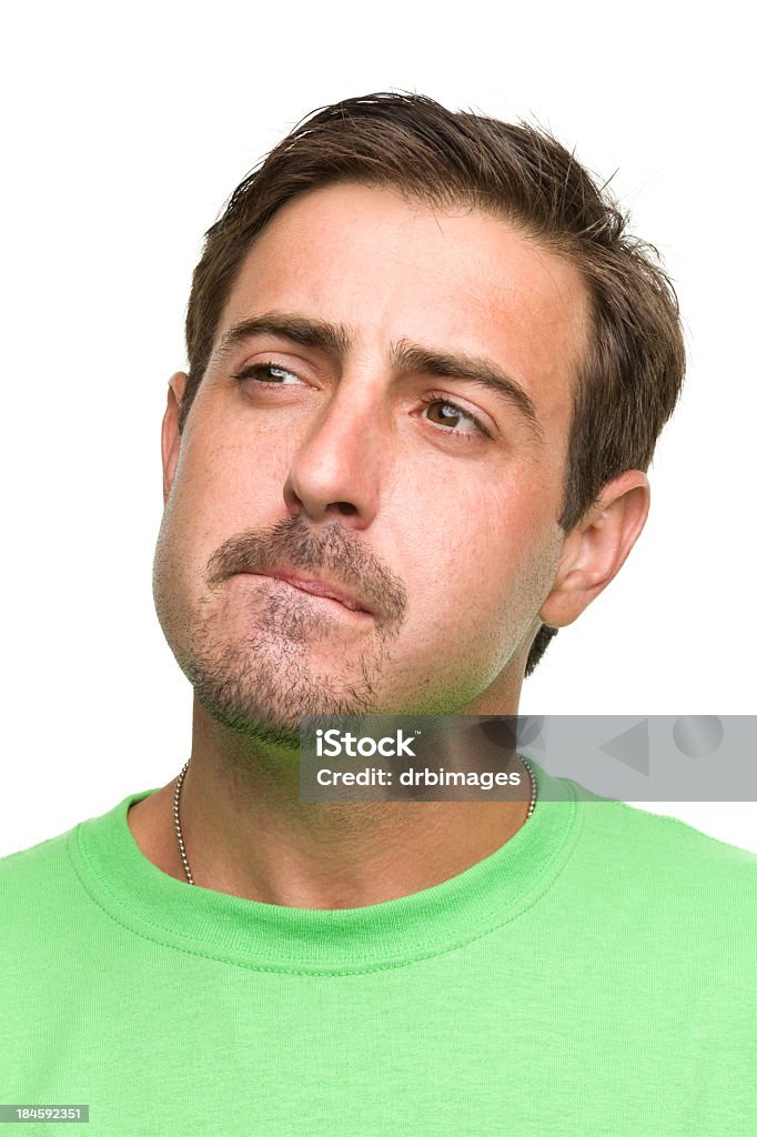 Thinking Man Portrait of a man on a white background. http://s3.amazonaws.com/drbimages/m/as.jpg Men Stock Photo