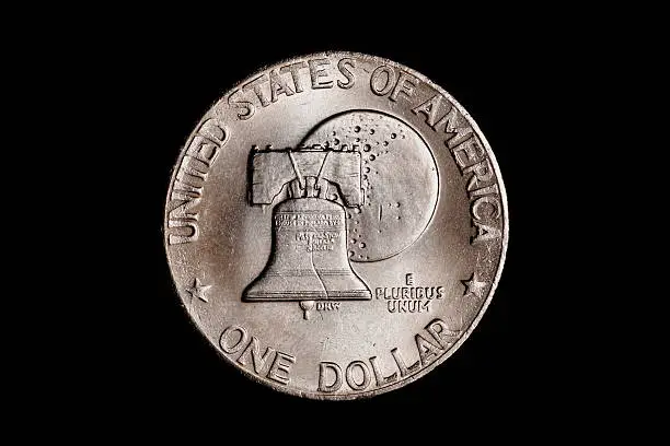 Macro shot of the tail of an Eisenhower Silver Dollar.