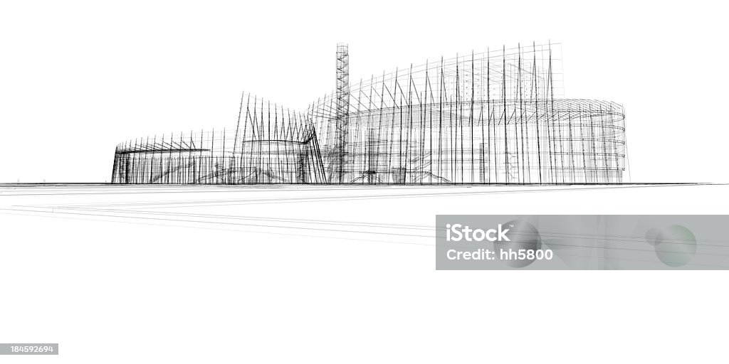 Bosquejo de la arquitectura - Foto de stock de Cianotipo - Plano libre de derechos