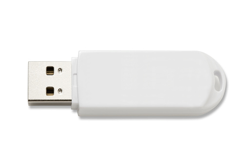 Close up USB type c connector charger with adaptor in background isolated on white background.