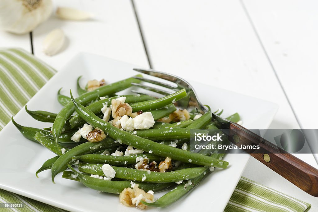 Fagiolino e insalata di Feta con spazio copia - Foto stock royalty-free di Alimentazione sana