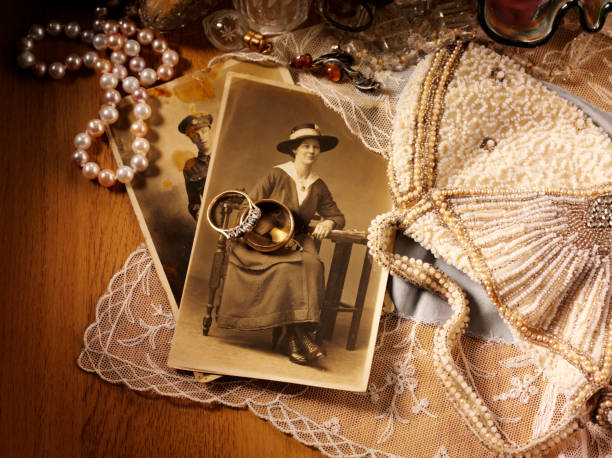 Romantic Antiques and Collectables Antiques and collectables with photographs of a soldier and his wife.Click on the link below to see more of my antiques and collectable images. perfume sprayer photos stock pictures, royalty-free photos & images