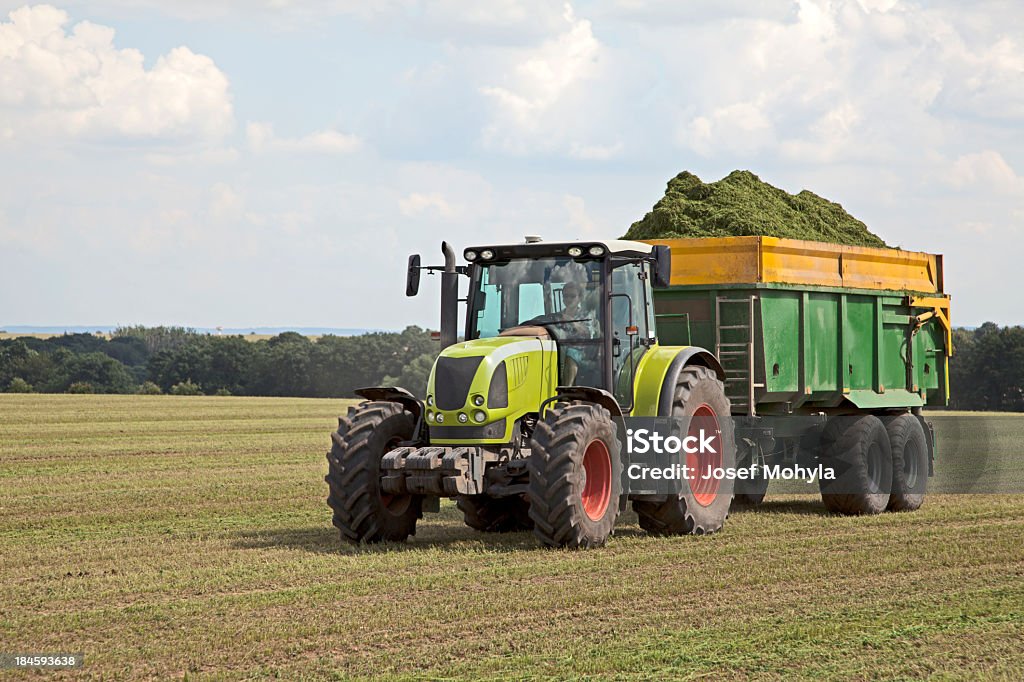 Сбор травы - Стоковые фото Трактор роялти-фри