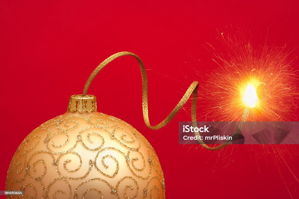 bauble Natal com toque de Ouro - Royalty-free Fuso - Material explosivo Foto de stock