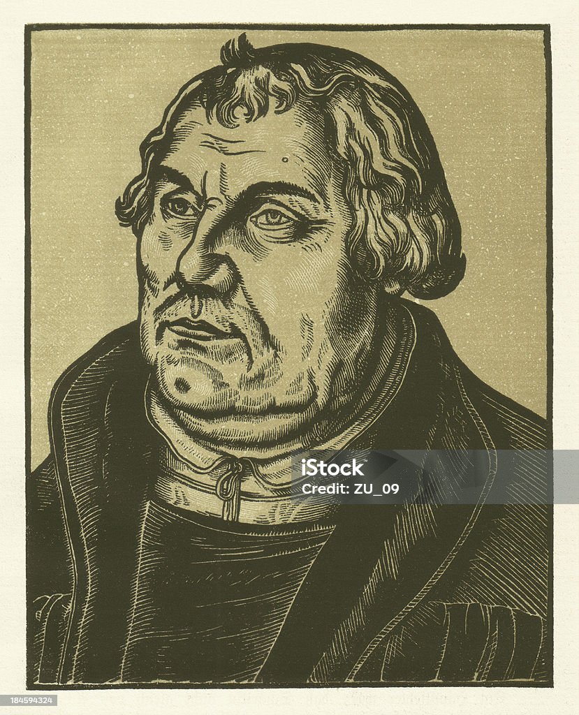 Martin Luther, moderne Holzschnitt von Cranach - Lizenzfrei Asiatischer Holzschnitt Stock-Illustration