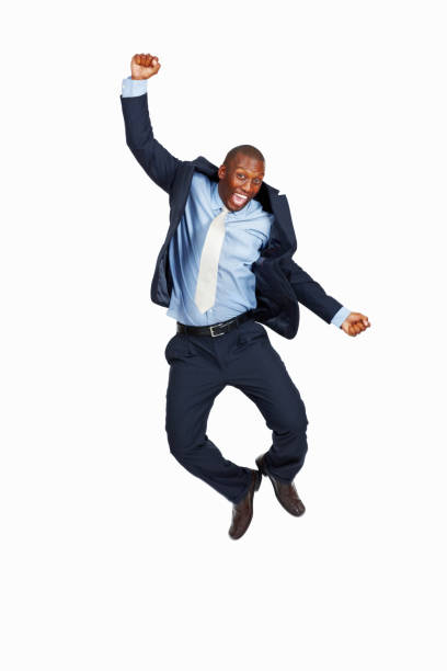 istock Happy business man jumping 184594365