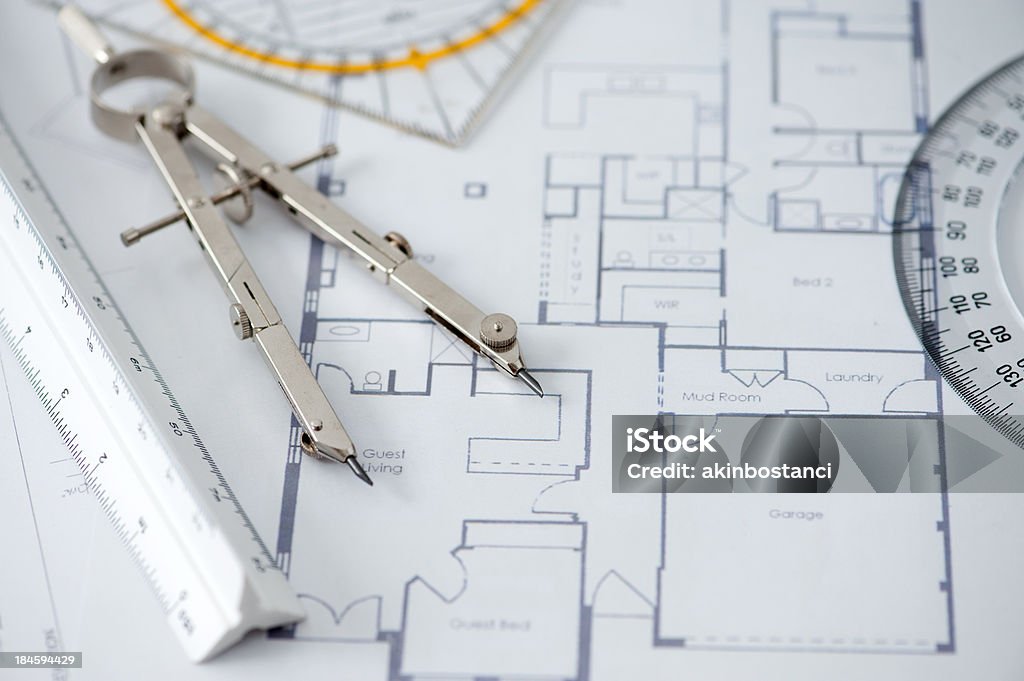 Architektur Werkzeuge - Lizenzfrei Lageplan Stock-Foto