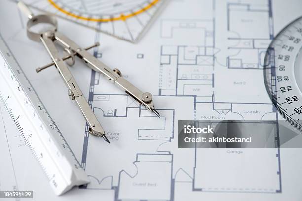 Architektur Werkzeuge Stockfoto und mehr Bilder von Lageplan - Lageplan, Zeichnung, Zirkel