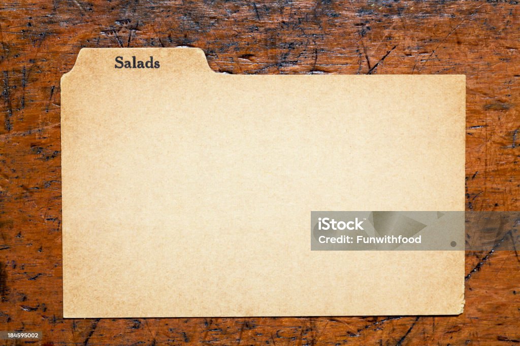 Античный салат пустой индекс Рецепт, Old Fashioned бумага карта фон - Стоковые фото 1930-1939 роялти-фри