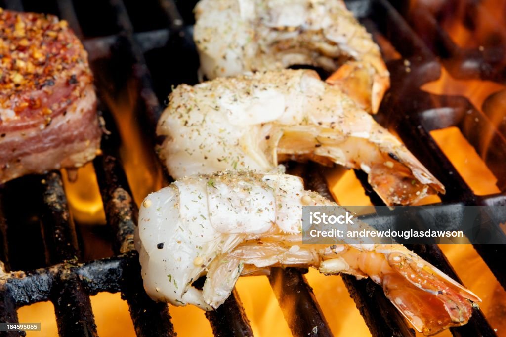 Deliziosa Shrimip sul Barbecue - Foto stock royalty-free di Alla griglia