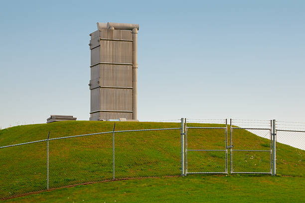 istock Top Secret Project; Stainless Steel Monolith With Security Fence 184595192