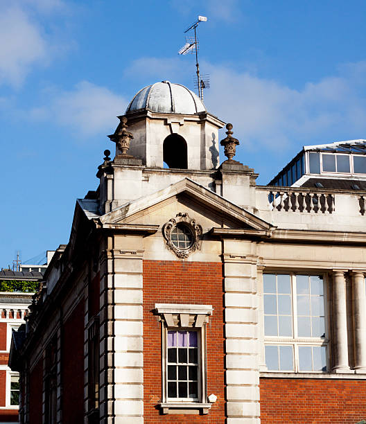 istock Red Brick and Stone Building Exterior with Windows 184595682