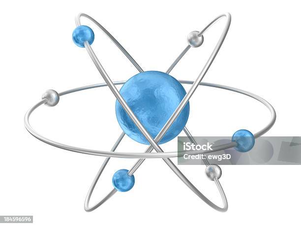 Atom - Fotografie stock e altre immagini di Argentato - Argentato, Atomo, Sfondo bianco