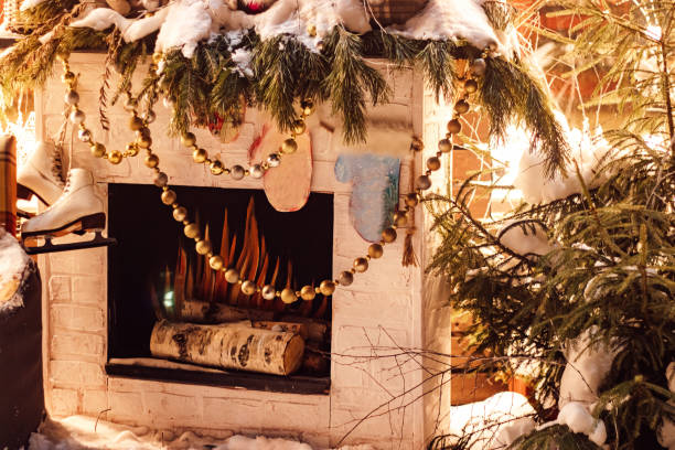 istock Christmas decor in backyard. Festive New Year decorations. 1845968913