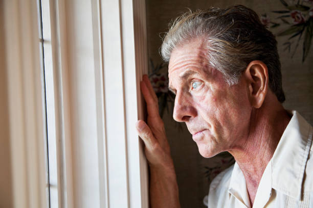 istock Profile of serious senior man staring out 184596931