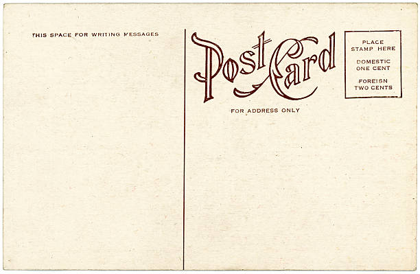 Background image of a blank beige vintage back of a postcard The back of an vintage postcard postmark photos stock pictures, royalty-free photos & images