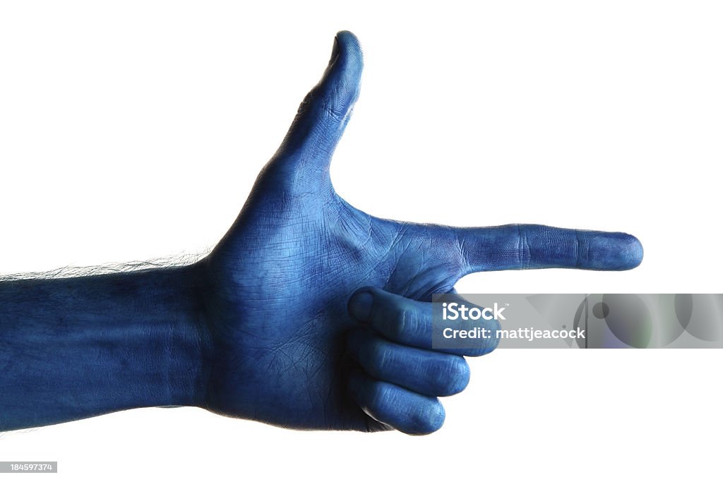 ブルーの指を指す手 - 1人のロイヤリティフリーストックフォト